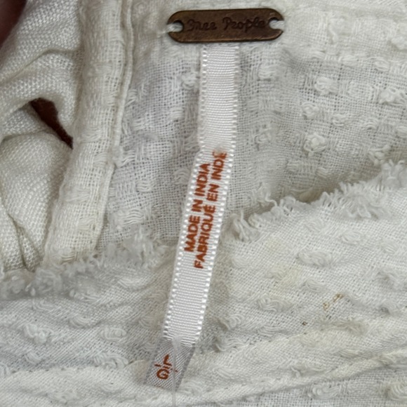 Free People Walking in Hueco Textured Swing Crop Top Ivory Sz L Boho Cottage - Picture 4 of 9